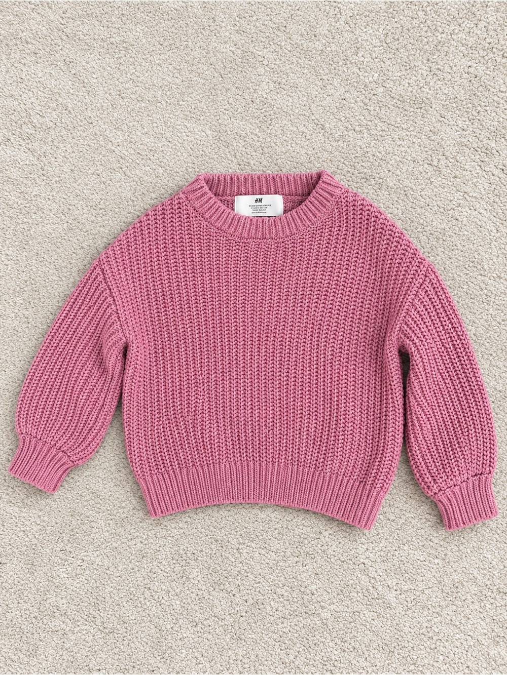 H&M Pink Chunky Knit Crewneck Sweater